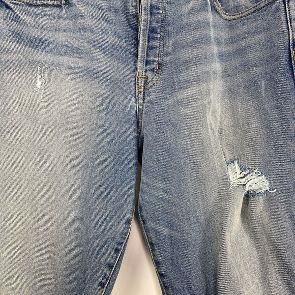 GAP Denim Light Wash Distressed Crop Flare Jeans Womens Size 31 Tall - Picture 4 of 10